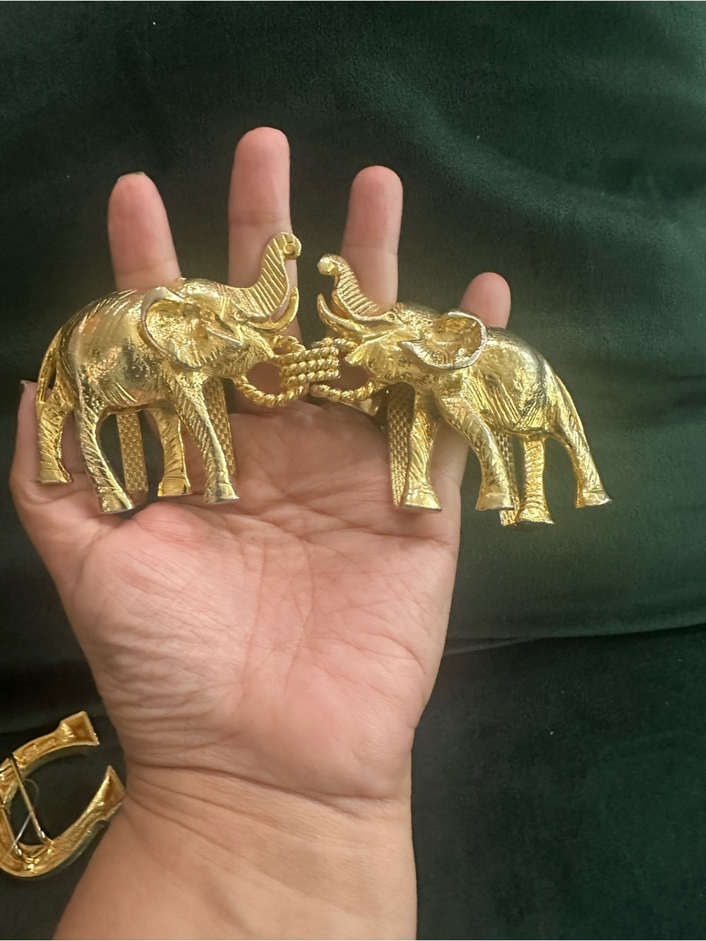 Gold Elephant Double Buckle Women’s Decorative Belt Accent